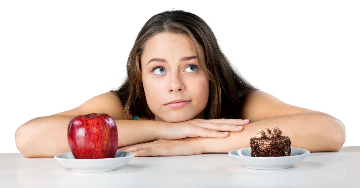A girl considering food options